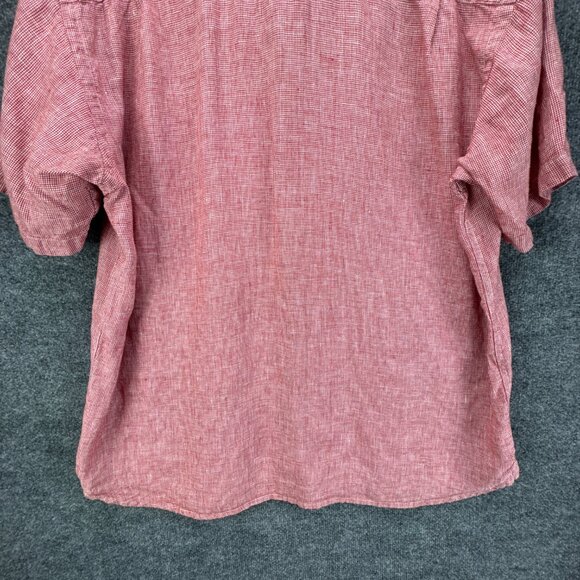 Orvis Signature Collection Linen Shirt Mens XL Button Down Micro Houndstooth Red - Picture 7 of 12